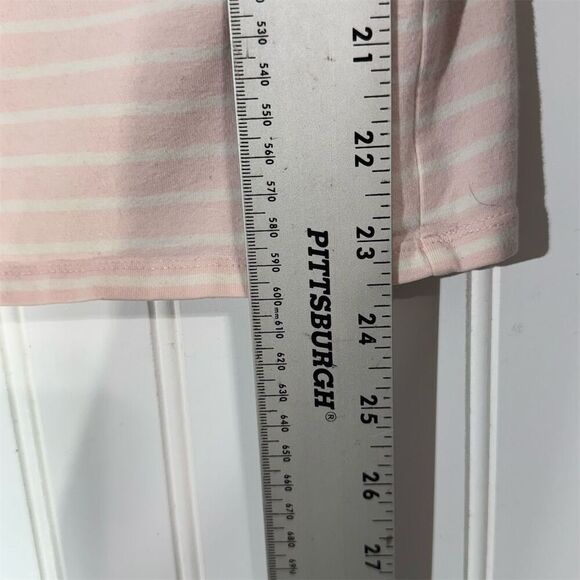 Ralph Lauren Polo Jeans Pink Stripe Button Shoulder Top L Nautical Preppy - Picture 5 of 7
